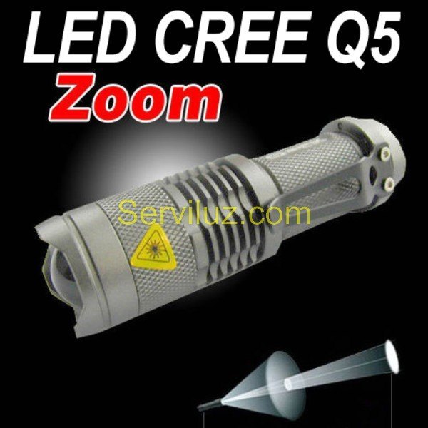 LINTERNA LED CREE Q5 de 300 Lm con ZOOM - Haga click en la imagen para cerrar
